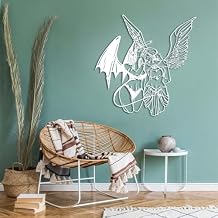 Angel Demon Metal Wall Decor, Wall Art Sexy Woman, Female Body Wall Art, Angel Wall Decor, Angel Wings Wall Decor, Angel Wings Metal Wall Art, Bedroom Wall Decor Above Bed White, 24"x24" | 60x60cm