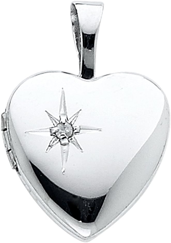 Ioka - 14K Yellow Gold or White Gold Heart Locket Charm Tiny Pendant For Necklace or Chain
