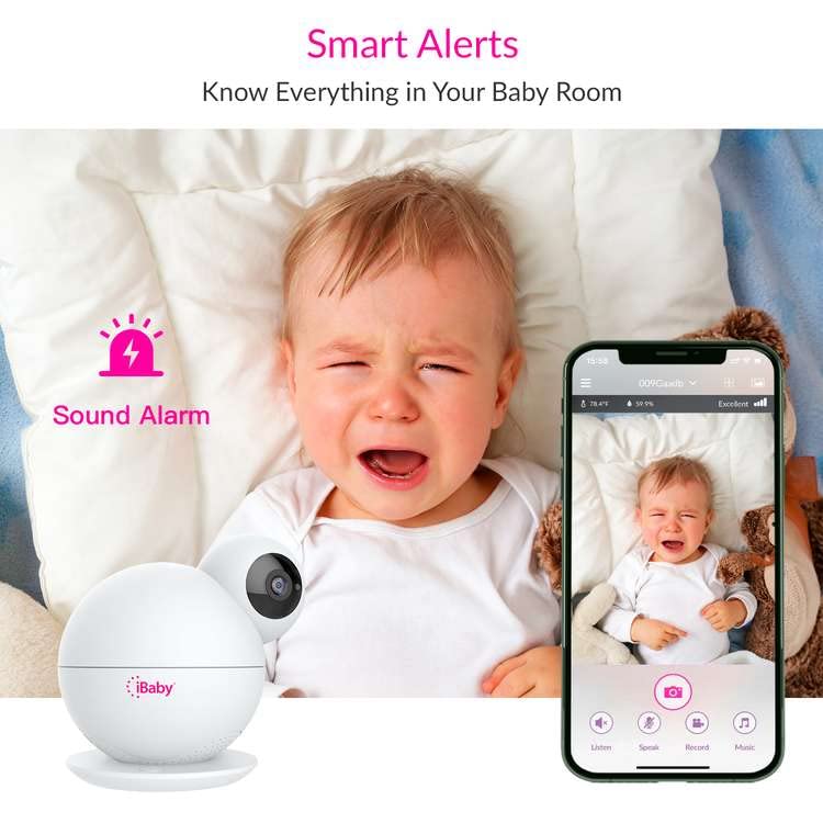 Elektroniczna niania – wideo Full HD, inteligentne alerty, kołysanki i bezpieczeństwo klasy wojskowej, wykrywanie dźwięku płaczącego ruchu Full HD, inteligentne alerty, niezbędne dla noworodka