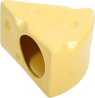 Happyyami Ceramic Hamster Nest Cooling House Cute Cheese-Shaped Hideout for Small Pets Safe and Decorative Sleeping Space for Year Comfort