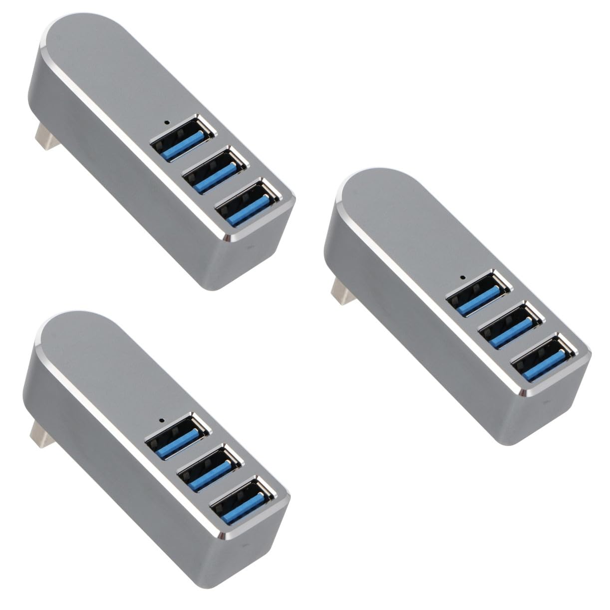 Uonlytech 3pièces USB Hub Ports USB Rotatif Adaptateur Multi-Port pour Pc Ordinateur Portable