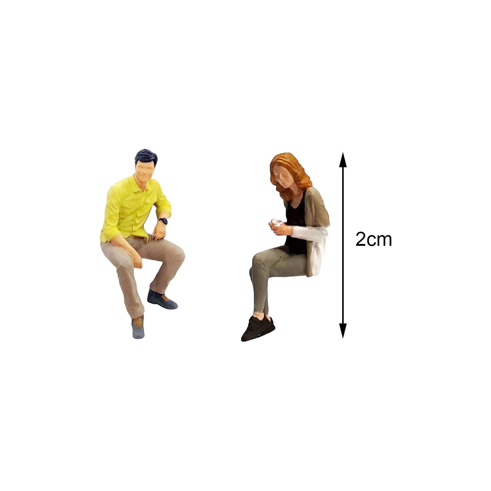 2 Pezzi Figure Persone Miniatura Modellini Personaggi Accessori Diorama Scenari Resinato Adatto per Decorazione Casa Educazione Gioco Fotografia Colle, Kaki