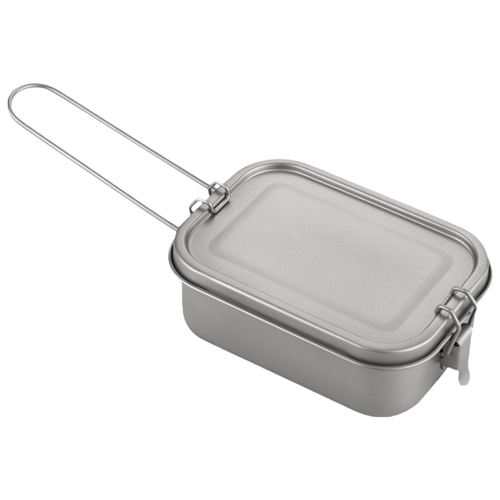 Générique Metal Titanium Lunchbox, przenośne pudełko na jedzenie | przewiewne szczelne pudełko z wyjmowaną rączką do gotowania i podgrzewania ognia, na kemping, pikniki lub w podróży.