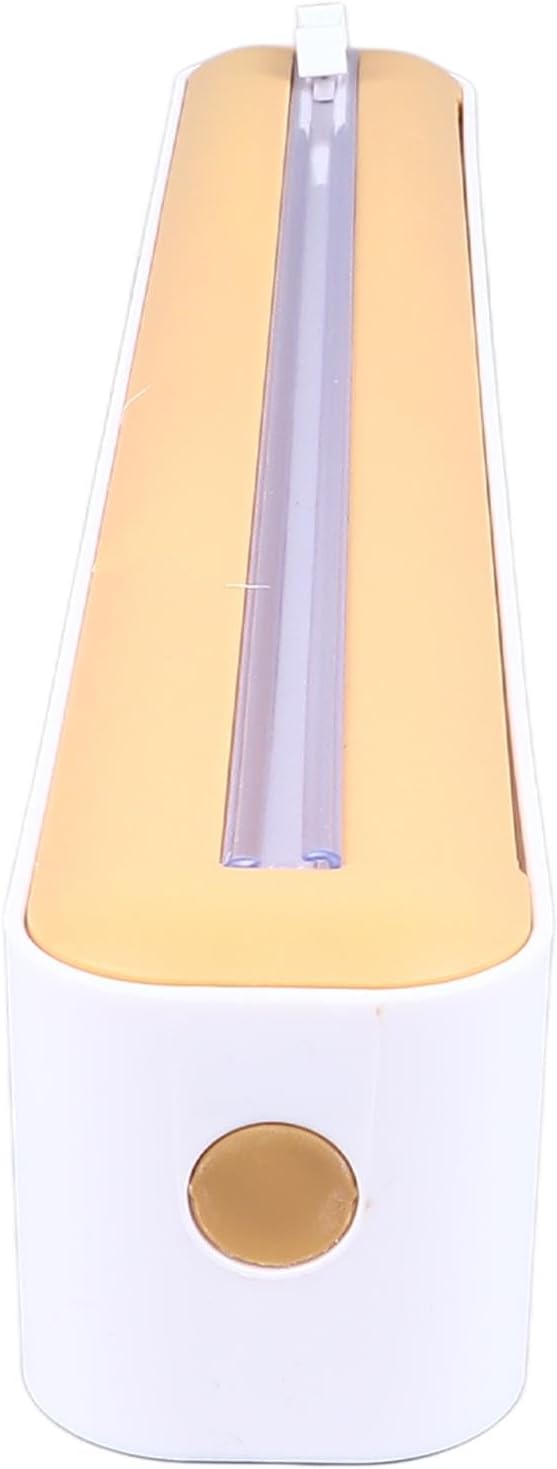 AYNEFY Refillable Plastic Wrap Dispenser With, Dispensador De Film Transparen 3 In 1, Dispensador De Film Transparen With, 3 In 1 For Kitchen Storage, Holder, 250' Of Cling Film (White Yellow)