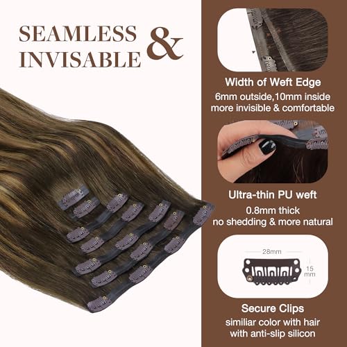 Image of GOO GOO Seamless Clip in Hair Extensions Real Human Hair Remy Extensions