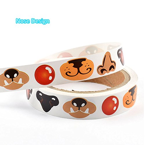 Lependor 600 Pcs Colorful Nose Stickers Labels & 600 Pcs Colorful Mouth Stickers Labels - (Two Rolls) #TOP2