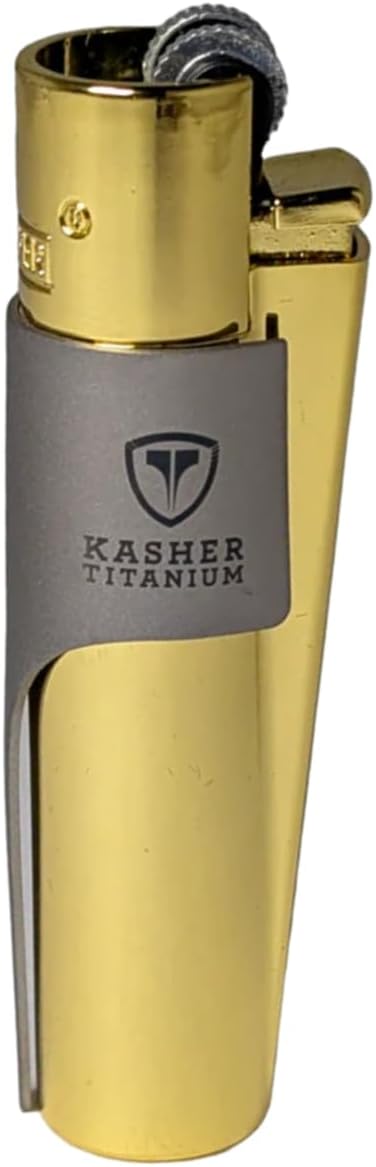 Kasher 360 Titanium Round Tool with Lighter - Gold Metallic Lighter with Sandblasted Tool