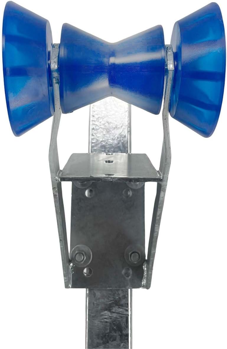 Sturdy Built Boat Trailer Winch Seat with Blue PVC Roller and Bells for 2 inch and 3 inch Winch Posts, 27002