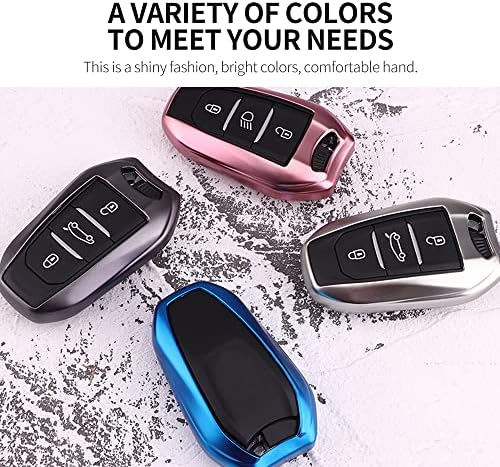 Key-Fob Shell Key-Case For Peugeot - Compatible With Peugeot Citroen DS Smart Remote Key,Premium Soft TPU For Car Key protection (BLACK)