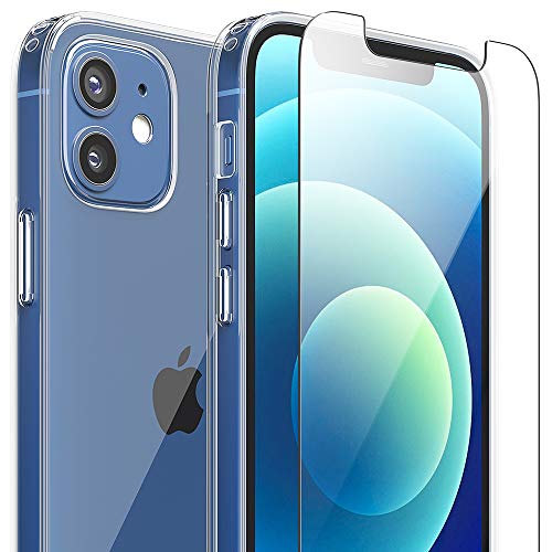 FlexGear Clear Case for iPhone 12 / iPhone 12 Pro and 2 Glass Screen Protectors (Clear)