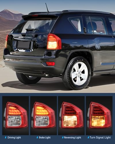 Image of Nilight Taillight Assembly Compatible with 2011 2012 2013 Jeep Compass | Tail Light OE Style Rear Lamp Replacement Passenger Side w /Bulbs