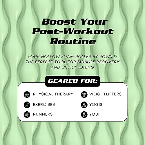 Textured Foam Rollers for Muscle Massage – Medium-Density Back Foam Roller for Back Pain Relief & Muscle Recovery in Legs & Arms – Hollow Foam Roller for Muscle Exercises by PowX, 5.5x17.7 In. (Green) - Image 5