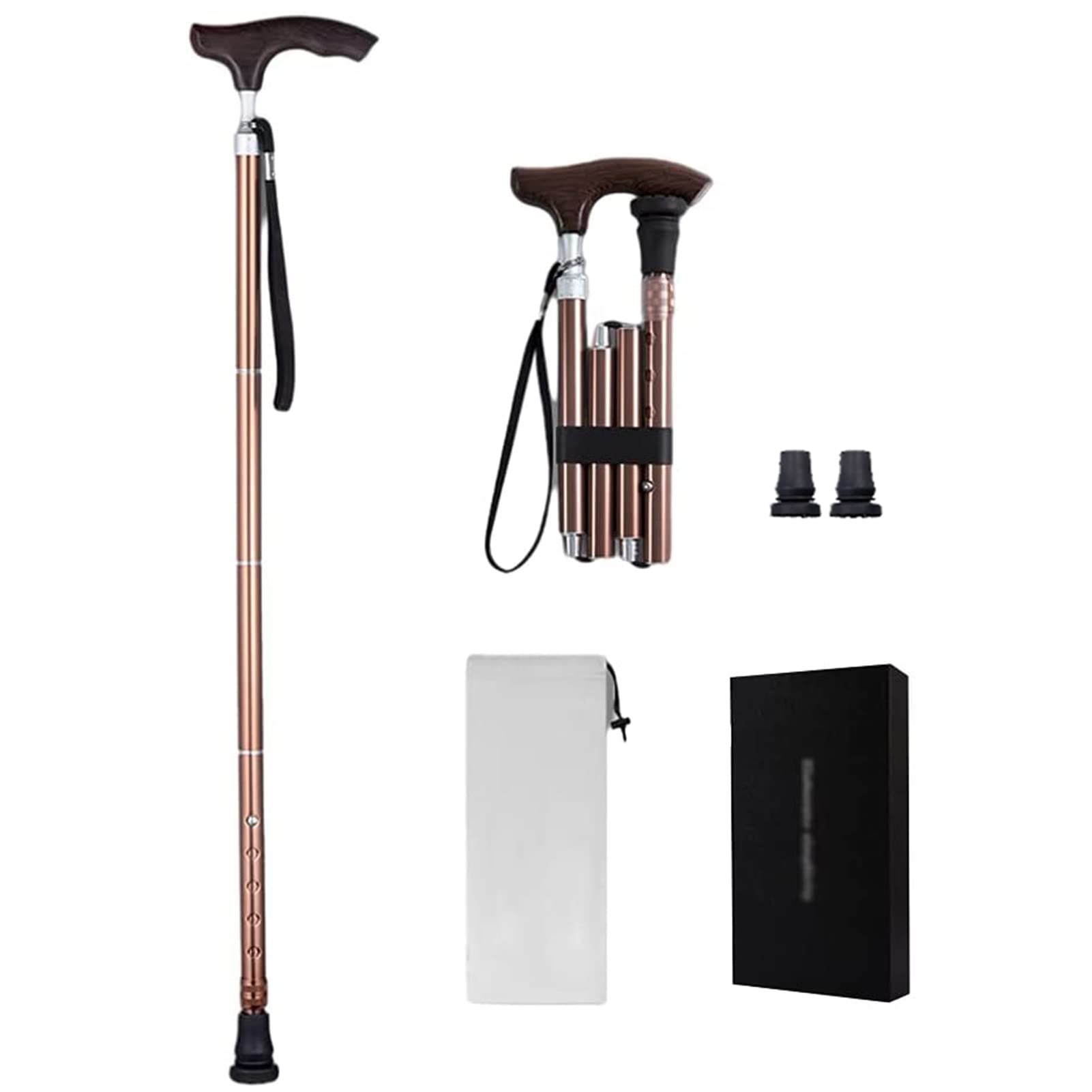 Crutches Pieghevole Stampella Leggero,Stampella Ortopedica Regolabile in Alluminio con Impugnatura Ergonomica e Puntale Antiscivolo,per Adulti e Anziani con Altezze di 140~180cm (Color : Bruin)
