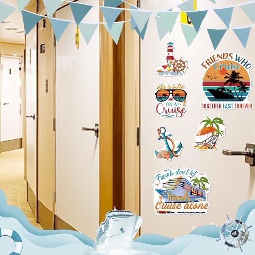 Image of Dazoratix Cruise Door Magnets Decorations - 7 Pcs Retro Friends Trip Magnetic Stickers Ship Cabin Sea Navigation Anchor Stateroom Accessories Summer Carnival Party Fridge Refrigerator Garage Car Decor