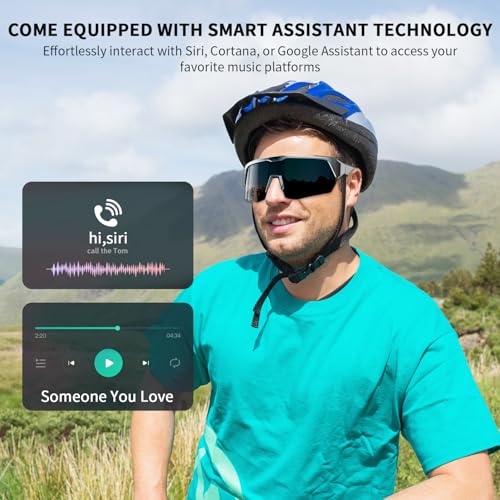 Image of Sports Smart Glasses, Running Sunglasses for Women & Men, Polarized Bluetooth Cycling Glasses, Built-in Mic & Open Ear Music Speakers, Voice Assistant, UV Protection for Outdoor Activities (Siliver)
