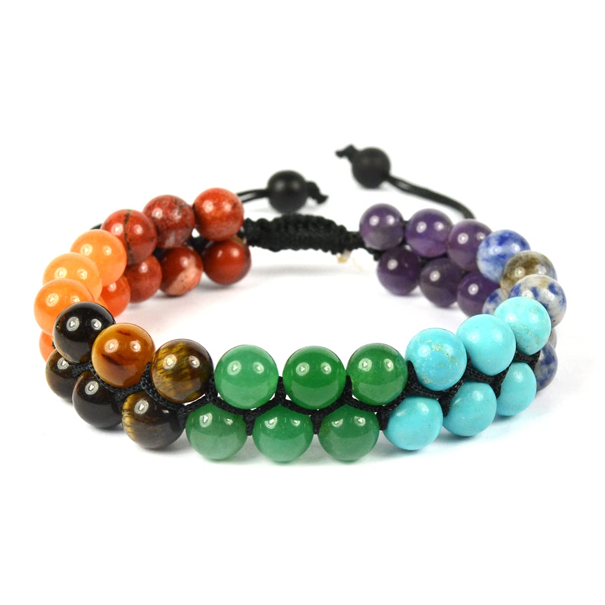 Reiki Crystal Products 7 Chakra Bracelet Macrame Bracelet Nylon Cord Adjustable Wristband Double Line Stone Bracelet for Women & Men (B09TSVSSM9) Amazon Price History, Amazon Price Tracker