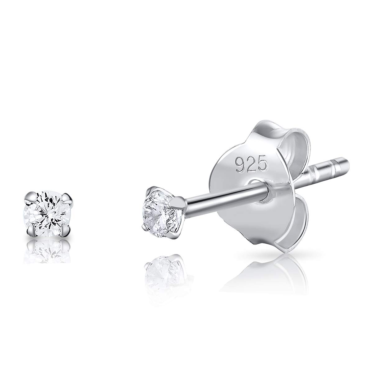 DTPsilver Pendientes Circonita Plata - Pendientes Mujer Plata de Ley 925 - Pendientes Brillantes Mujer - Pendientes Plata de Ley 925 - Aretes de Plata - Pendientes Hombre Diamante - Aretes de Plata Mujer