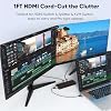 Cable HDMI 8K delgado de 1 pie, paquete de 5, ultra alta velocidad 48Gbps | Compatible con VRR, ALLM, ARC/eARC, HDCP2.3, Dolby Atmos y DTS:X, HDR10+ para TV, monitor, computadora, laptop, proyector, PS5, Xbox 8