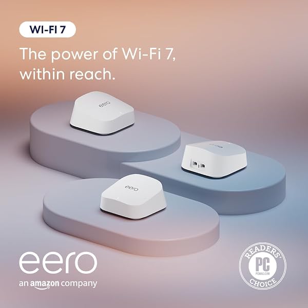 Amazon eero 7 dual-band mesh Wi-Fi 7 router (newest model) - Supports internet plans up to 2.5 Gbps, Coverage up to 6,000 sq. ft., 3-pack - 1