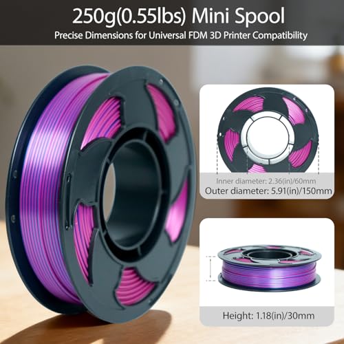 Image of Silk Dual Color Blue Fuchsia PLA 1.75mm 250g Shiny 3D Printer Filament FDM | Silk finish Bi Blue Fuchsia Coextrusion Shiny Smooth transition Neatly wound Color Change 0.25kg Small spool for Bambu Ender