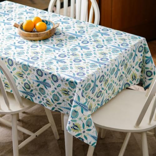 Image of THE YARD HOUSE Wipeable & Anti-Slip Cotton Table Cover for Family Dining, Party. Protects Against Spills, Scratches, Damages (Garden of Amalfi, 60 x 90 inch (Rectangle))