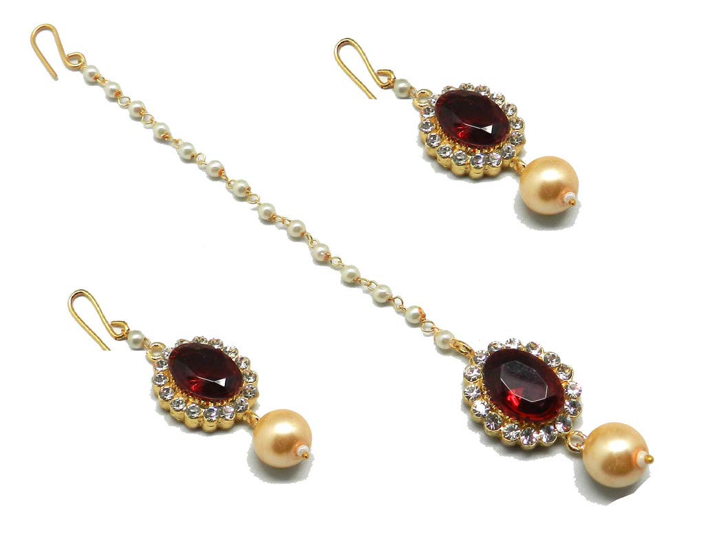 Radhesh Creation JewelleryGold Plated Maang Tikka With Earrings for Women And Girls