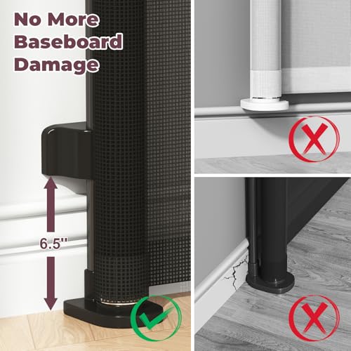 Image of Retractable Baby Gates 2 Pack, 55 inch Wide Mesh Dog Gate Indoor | 34 inch Tall Gate for Stairs Doorways Hallways Deck, Child Pet Safety Gate for Indoor Outdoor Home Use, Black