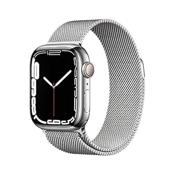 Apple Watch Series 7 (GPS + Cellular), Caixa em aço inoxidável prateado de 41 mm com Pulseira estilo milanes prateada