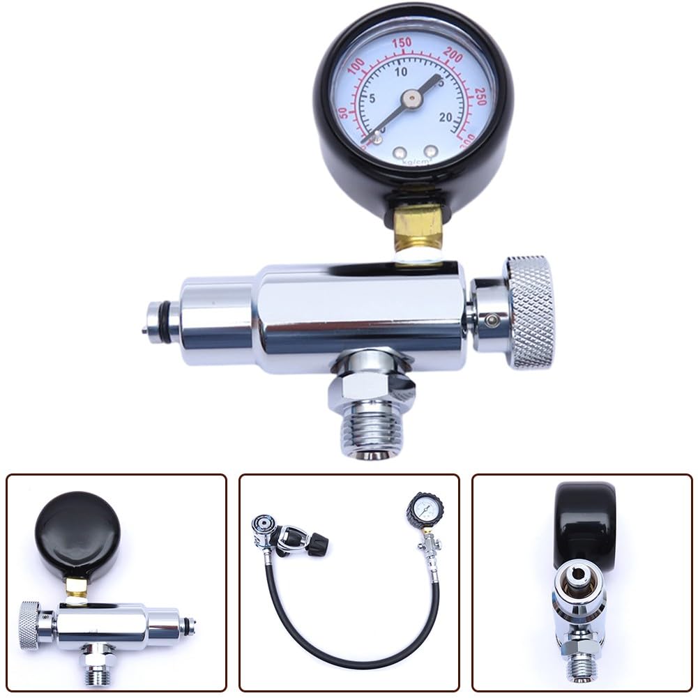 Herramienta de ajuste de regulador de buceo con calibre de 300 PSI, kit de reparación de buceo de segunda etapa para manguera de alta presión, nailon negro