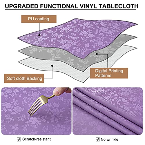Image of Smiry Waterproof Heavy Duty Vinyl Fitted Tablecloth for 57 inch-68 inch Round Table