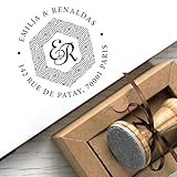  Sellos Boda Personalizados Dirección, Sello de Boda, Sellos Personalizados Iniciales Pareja Nombre, Monograma Sello de Goma Familia, Caja de Regalo