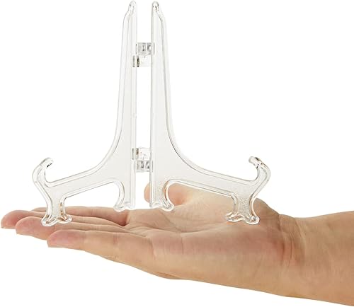 Miniatura 4 de Juvale Mini caballete de acrílico transparente, paquete de 24, 5.3 pulgadas, plástico transparente, mini soporte para letreros de caballete y