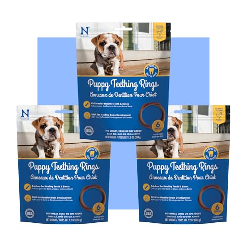 N-Bone Puppy Teething Rings Chicken Flavor Natural Puppy Teething Chews & Treats Helps Soothe Teething Gums Calcium Enriched 18 Rings (21.6 oz)