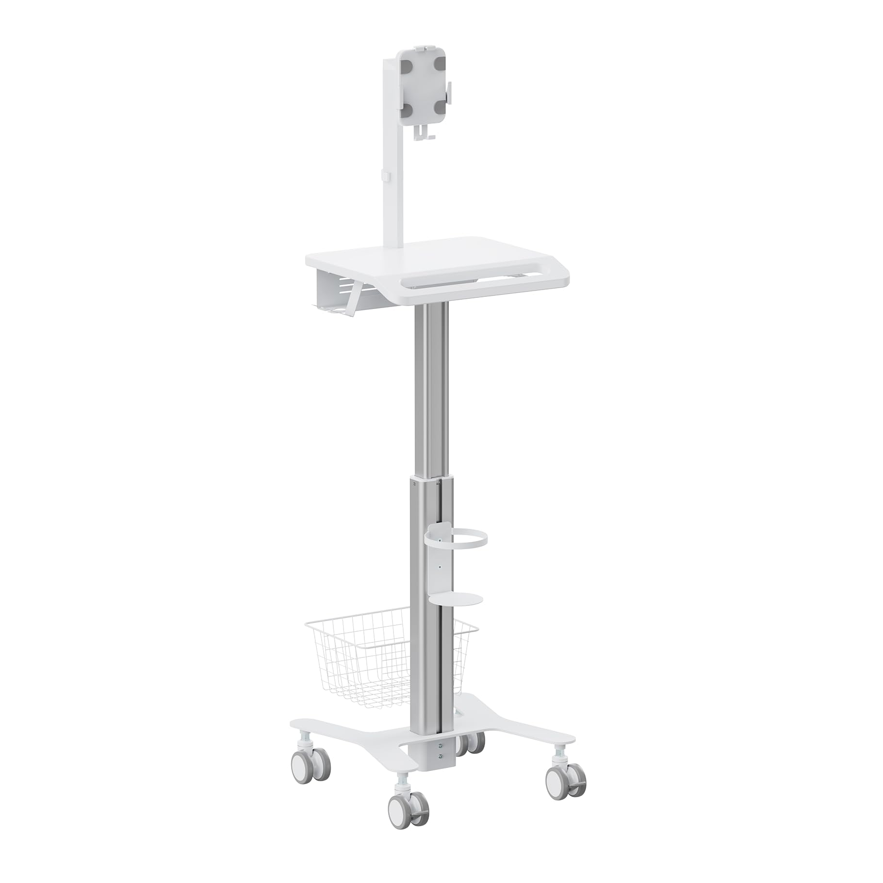 Carro para Equipos médicos con Soporte para Tablets 7.9"-11", Altura Ajustable 80-120 cm