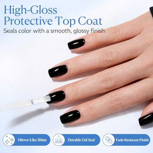Image of AZUREBEAUTY 18ml Gel Base and Top Coat Set - No Wipe High Gloss Soak Off UV /LED Nail Polish, Long-Lasting Clear Gel for Smooth Shiny Manicure