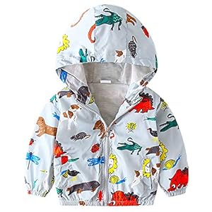 OBEEII Peuter Kids Jongen Meisjes Jas Hoodie Hooded Jas Cartoon Print Winddicht Herfst Lente Jas Bovenkleding Licht en…