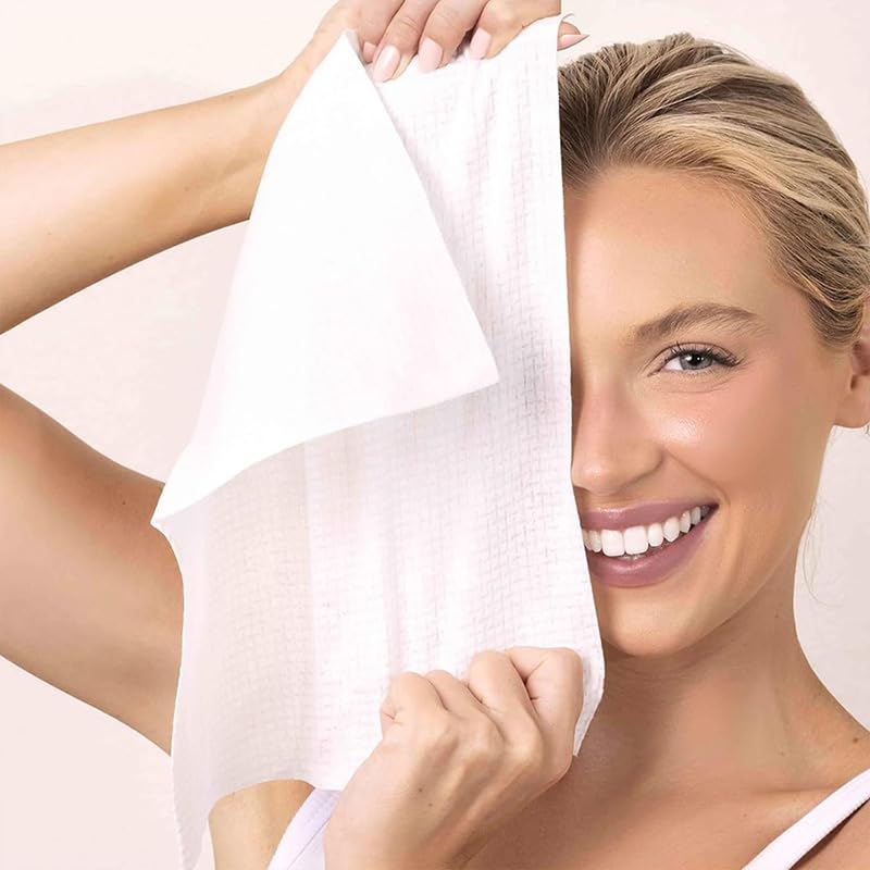 Clean Facial Cloth XL Facial Towels, Ultra Soft Plant Fibre Face Towels, Durable Disposable Cleansing Cloths for Makeup Removal and Skincare