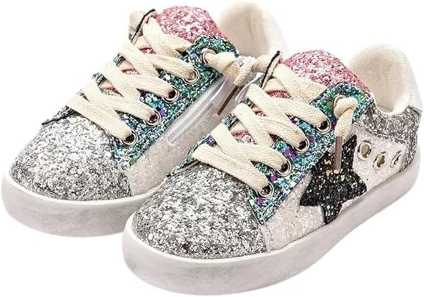 Girls Glitter Sneakers Casual Shoes Chic Style Shiny Stars