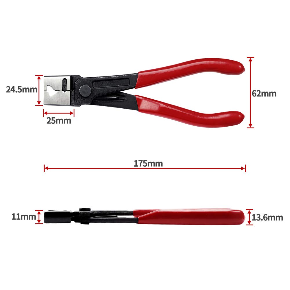 Clic-R Collar Narzędzie do demontażu samochodu, 18 cm, szczypce zaciskowe do zaciskania i poluzowywania klipsów do bagażnika CV, niezbędne narzędzia ręczne do konserwacji samochodu