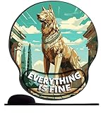 SENDJJ Mauspad mit Handgelenkstütze Göttertempel im antiken griechischen Stil Wolf (3) Ergonomische Handgelenkauflage bequemes Anti-Rutsch-Handgelenkpolster für Computer und Büro-25x23