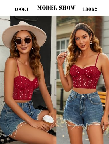 Image of Avidlove Corset Tops for Women Push Up Bustier lingerie Mesh Sexy Going Out Party Club Top