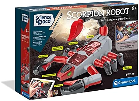 Clementoni- Scienza Robotics-Scorpion Set di Costruzioni, Robot per Bambini da assemblare, Kit di robotica (Versione in Italiano) -Gioco scientifico 8 Anni, Made in Italy, Multicolore, 19242