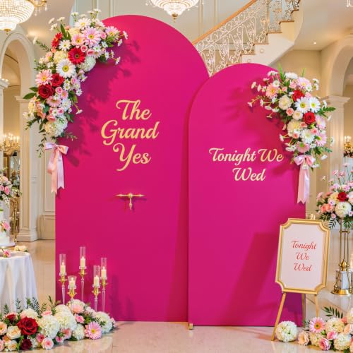 Hot Pink Arch Backdrop Cover 7.2FT 6FT Wedding Arch Covers Set of 2