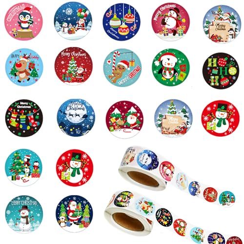 1000Pcs Christmas Stickers 1 Inch Self Adhesive Christmas Round Stickers