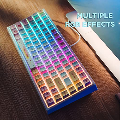 Image of YUNZII Macaron 84 84-Key RGB Hotswap Wired Mechanical Gaming Keyboard with PBT Dye-subbed Keycaps for Mac /Win /Gamers (Gateron Brown Switch,Macaron)