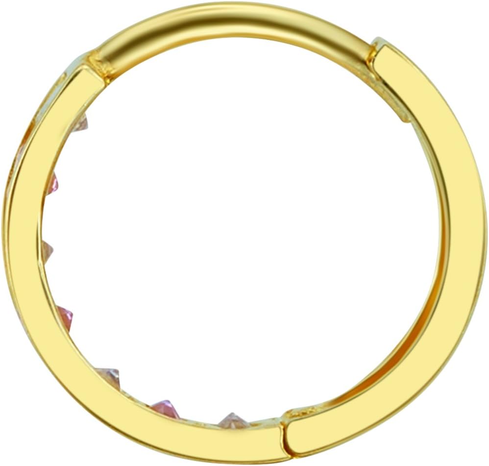 14k Yellow Gold 2mm Thickness CZ Channel Set Hoop Huggie Earrings (12 x 12 mm) - 3 Different Color Available