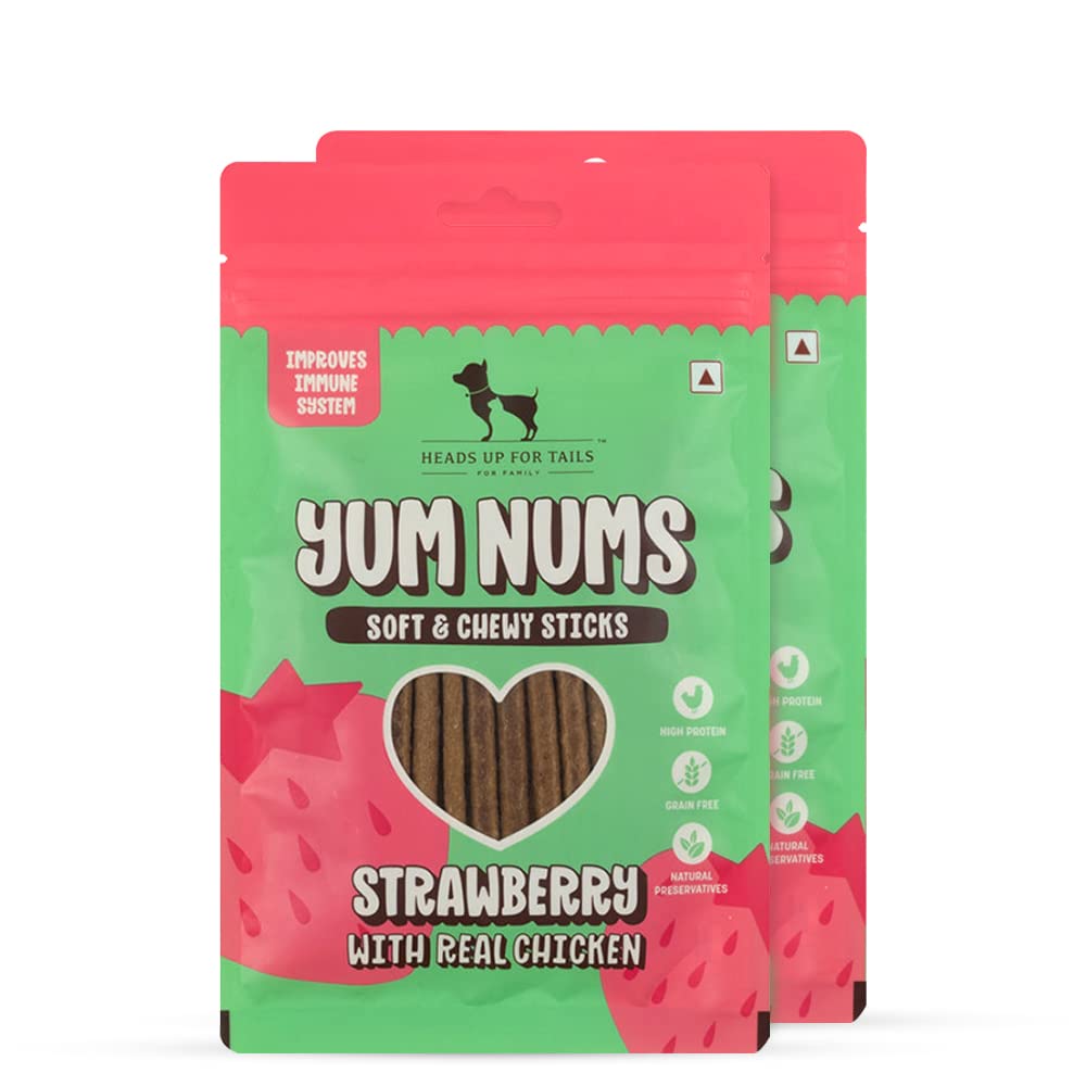 Heads Up For Tails Yum Nums Soft Chewy Sticks Strawberry Chicken  Dog Treats for Puppy Adult Dogs Training Treats for Small Dogs Dog