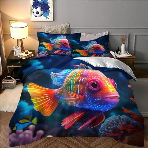 Housse de couette poissons 3D ultra douce en microfibre de qualité supérieure - 6