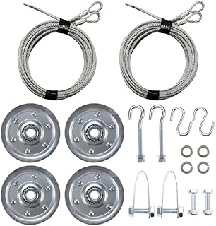 Garage Door Extension Spring Bundle Kit for 8’ Feet Door – Garage Door Cable and Pulley Kit, Including 2 Pairs of Extension Cables and 4pcs Heavy Duty 3" Pulley