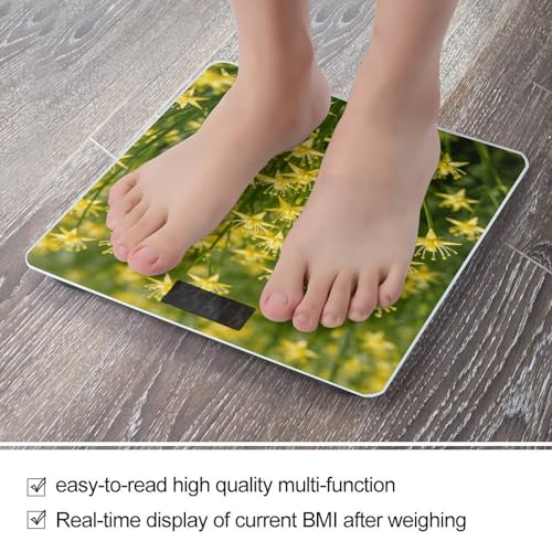 Báscula digital de baño pequeña con diseño amarillo floral miniatura 5